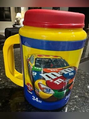 Aladdin Coke Cola Mobil 1 NASCAR M & M’s 2003 34 oz. Monster Mug w/Lid in VGC
